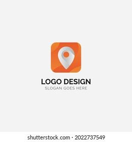 Modern Shocking Orange location icon logo design template
