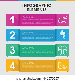 Modern shoe infographic template. infographic design with shoe icons includes slippers, shoe, ballet shoes. can be used for presentation, diagram, annual report, web design.