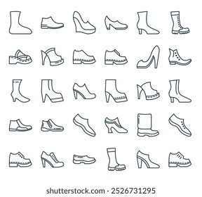 modern shoes icon pack. perfect for linear ui designs featuring vector shoes, shoes, and more icons.