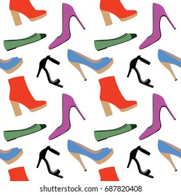 Modern shoes seamless pattern. Vector illustration.