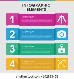 Modern shoot infographic template. infographic design with shoot icons includes bow, camera. can be used for presentation, diagram, annual report, web design.