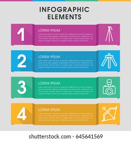 Modern shoot infographic template. infographic design with shoot icons includes bow, camera. can be used for presentation, diagram, annual report, web design.