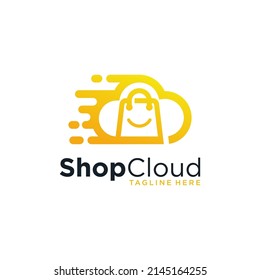 modern shop cloud fast logo design