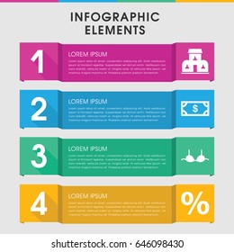 Modern shop infographic template. infographic design with shop icons includes money, bra, building. can be used for presentation, diagram, annual report, web design.
