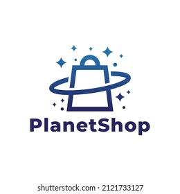 modern shop planet logo design
