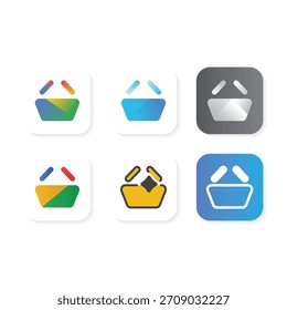 Logotipo do aplicativo de compras moderno simbolizando conveniência, comércio e compras digitais.