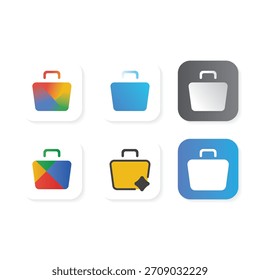 Logotipo do aplicativo de compras moderno simbolizando conveniência, comércio e compras digitais.