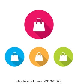 Modern Shopping Bag Icons With Long Shadow