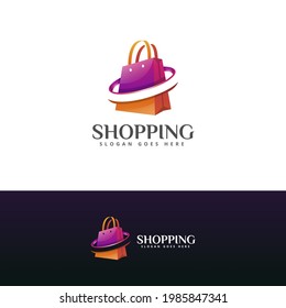 modern shopping bag logo design template