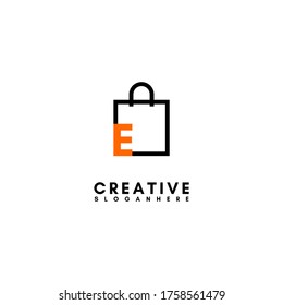 Compra moderna Concepto de diseño de logotipo E aislado en fondo blanco
