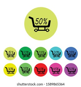 Modern shopping icons with various color choices