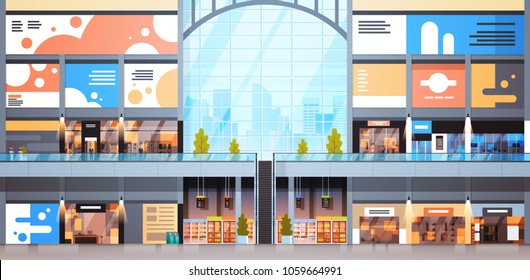 Modern Shopping Mall Interior Big Many Boutiques Design Of Retail Store