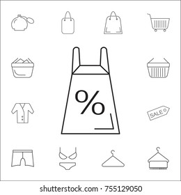 Modern shopping percent icon. Set of Shopping element. Premium quality graphic design. Signs, outline symbols collection, simple thin line icon for websites, web design, mobile app on white background