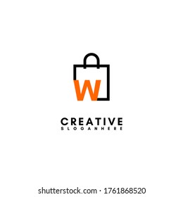 Modern shopping W logotype design concept isolated on white background