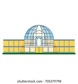 Modern shoppng mall. Shopping center exterior. Flat vector cartoon City Buildings and Architecture. Objects isolated on a white background.