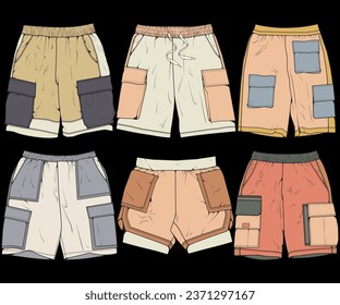 Modern Short pants coloring drawing vector, Modern short pants in a sketch style, training template vector, vector Illustration.
