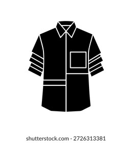 Camisa de Botón de manga corta moderna con bolsillo geométrico y detalles de rayas Ilustración vectorial de silueta para verano Ropa de caballero casual y ropa de calle Marca de moda