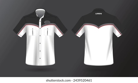 modern short sleeve shirt design for work . front and back view, Vector File