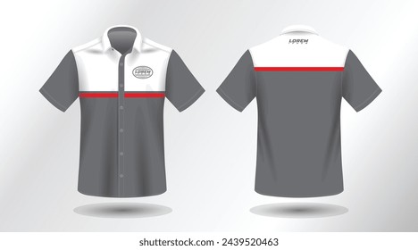 modern short sleeve shirt design for work . front and back view, Vector File