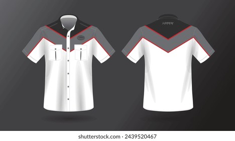 modern short sleeve shirt design for work . front and back view, Vector File