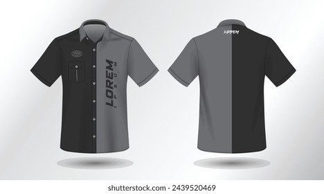 modern short sleeve shirt design for work . front and back view, Vector File