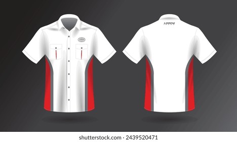 Diseño moderno de la camisa de manga corta para el trabajo. vista frontal y posterior, archivo vectorial