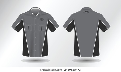 modern short sleeve shirt design for work . front and back view, Vector File