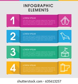 Modern show infographic template. infographic design with show icons includes seal, camera tape, tent. can be used for presentation, diagram, annual report, web design.