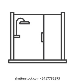 icono de contorno de cabina de ducha moderna - ilustración vectorial