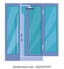 Modern shower cabin with transparent glass doors, providing a glimpse into a refreshing and invigorating bathing space