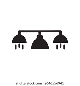 Modern Shower Head Fixture Illustration.A simple, stylized black and white illustration of a modern shower head fixture.