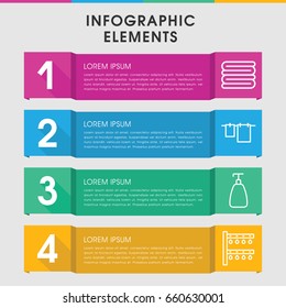 Modern shower infographic template. infographic design with shower icons includes soap, towels. can be used for presentation, diagram, annual report, web design.