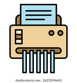 Modern shredder icon. Outline modern shredder vector icon color flat isolated