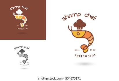 MODERN SHRIMP WITH CHEF HAT , LOGO / ICON 