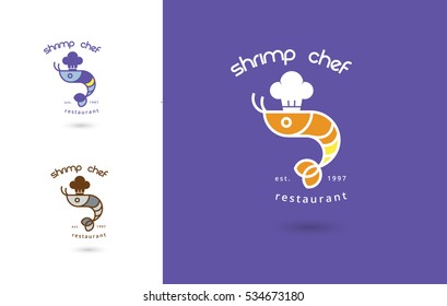 MODERN SHRIMP WITH CHEF HAT , LOGO / ICON 