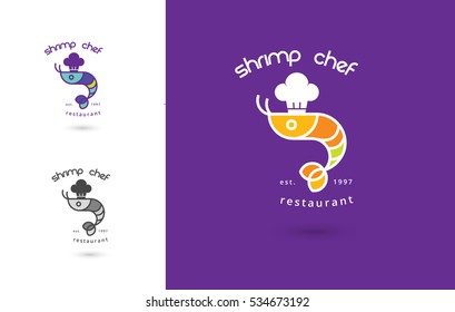 MODERN SHRIMP WITH CHEF HAT , LOGO / ICON 