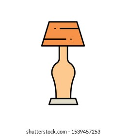 Modern Side table Fabric Ceramics Lamp Light Concept Home Office Interior Elements Design Vector Icon