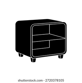 Moderno gabinete lateral Ilustração de vetor, minimalista Nightstand ou pequena prateleira Silhueta para design de interiores
