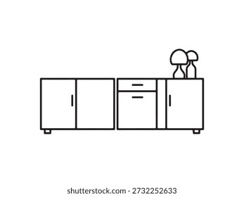 Modern Sideboard with Decorative Items