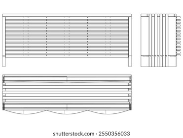 Modern Sideboard Outline Illustration for Home Decor, Coloring Books, and Design Projects. Buffet Cabinet Vector Illustration with Front, Side, and Top Views