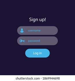 Modern Sign up form, great for any purposes. web page template, banner, icon, illustration, Free Vector.