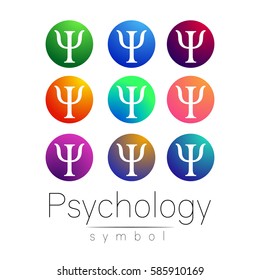 Modern Sign Logo Set of Psychology. Creative style. Icon in vector. Bright color letter on white background. Symbol for web, print, card, logotype.