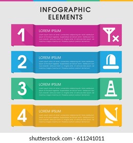 Modern signal infographic template. infographic design with signal icons includes cone barrier, siren. can be used for presentation, diagram, annual report, web design. 