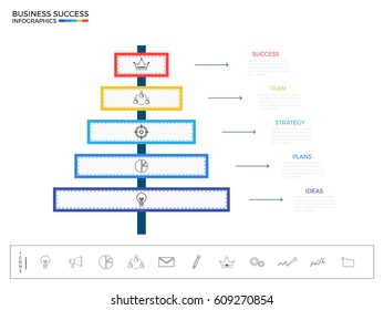 Modern signpost infographics elements. Successful business concept infographic template. Can be used for workflow layout, diagram web design, infographics. Vector Illustration