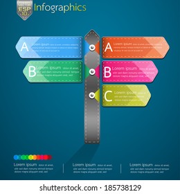 Modern Signs business infographics multidirectional pointers on a signpost. Vector illustration.