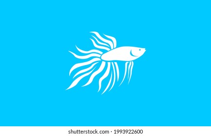 modern silhouette Betta fish logo vector icon illustration design