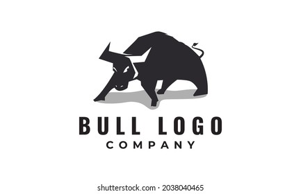 Modern silhouette of bull, cow, bison logo. Usable for butcher, cattle, farm, gym, fitness, and business.