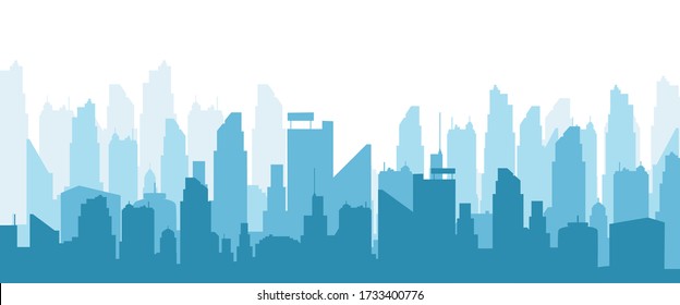 Modern Silhouette of the city.panoramic tower illustration banner