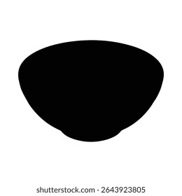 Modern silhouette design depicting a black bowl shaped object on a pure white background