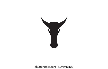 modern silhouette head skull cow logo vector icon illustration design
